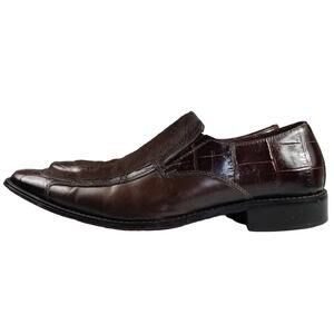 Fratelli Brown Croc Embossed Calf Hair Men's Vintage Loafers Shoes Size 9 1/2M